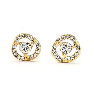 JOY JEWELRY - Gold Cubic Zirconia Earrings FLOWER POST (GAC028)