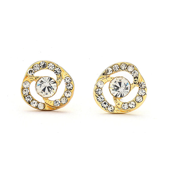 JOY JEWELRY - Gold Cubic Zirconia Earrings FLOWER POST (GAC028)