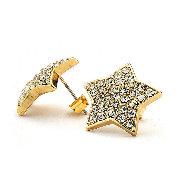 JOY JEWELRY - Gold Cubic Zirconia Earrings STAR (GAC040)