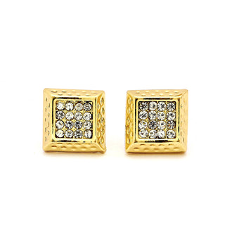 JOY JEWELRY - Gold Cubic Zirconia Earrings SQUARE (GAC042)