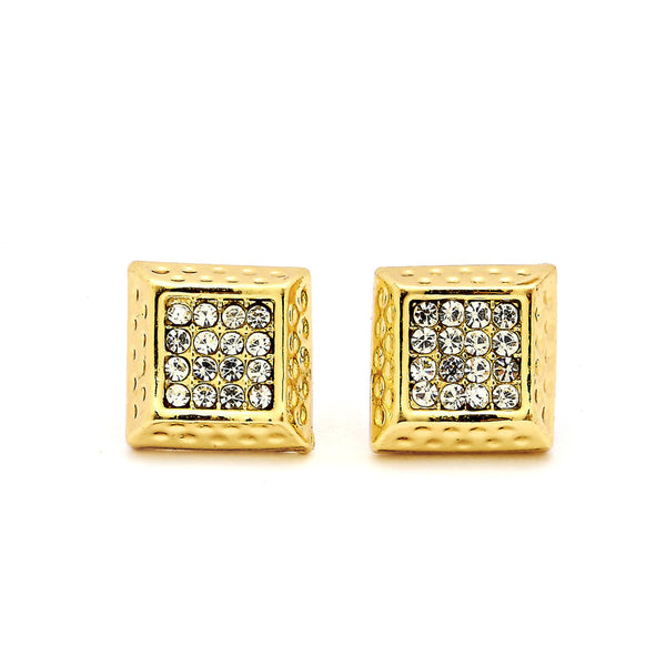 JOY JEWELRY - Gold Cubic Zirconia Earrings SQUARE (GAC042)