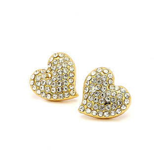 JOY JEWELRY - Gold Cubic Zirconia Earrings HEART (GAC044)