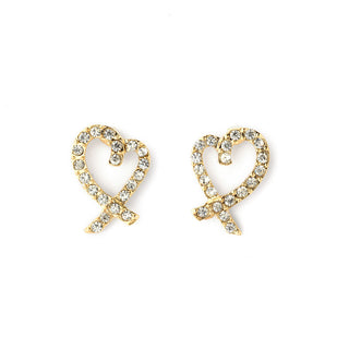 JOY JEWELRY - Gold Cubic Zirconia Earrings HEART (GAC047)