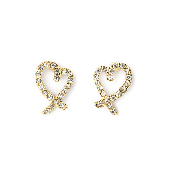 JOY JEWELRY - Gold Cubic Zirconia Earrings HEART (GAC047)