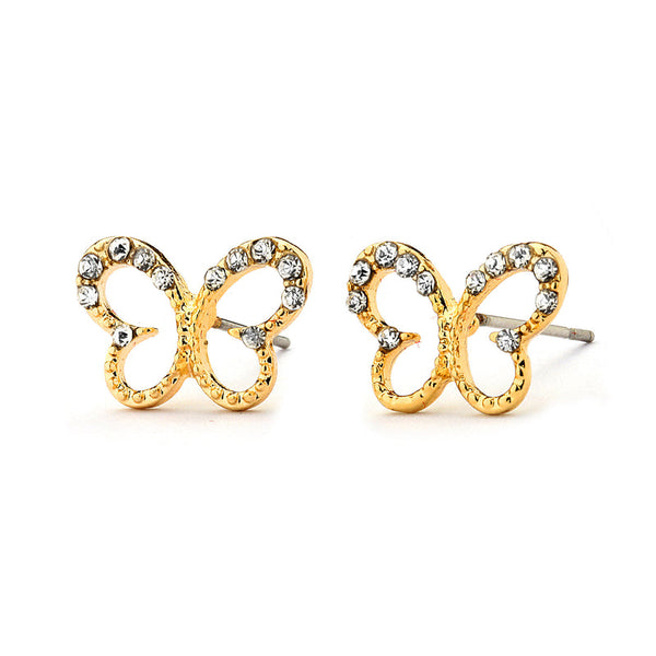 JOY JEWELRY - Gold Cubic Zirconia Earrings BUTTERFLY