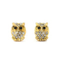 JOY JEWELRY - Gold Cubic Zirconia Earrings OWL (GAC059)