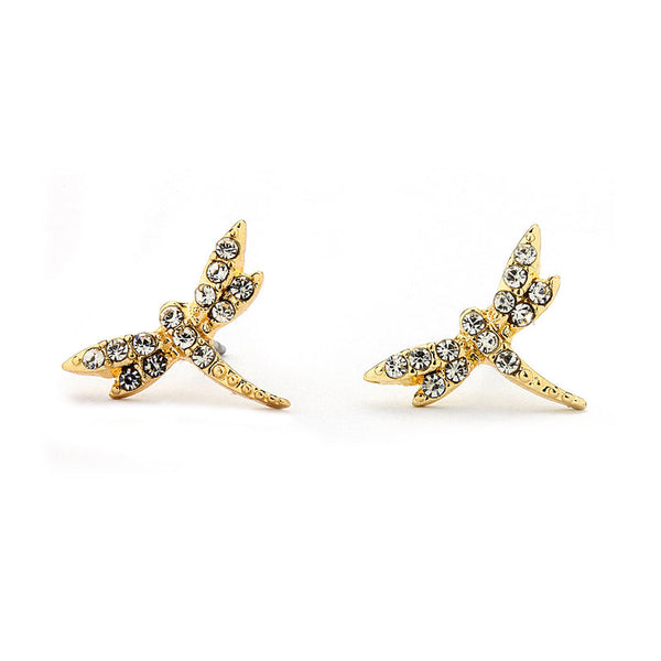 JOY JEWELRY - Gold Cubic Zirconia Earrings DRAGONFLY (GAC060)