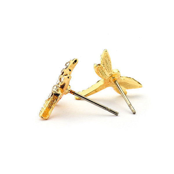 JOY JEWELRY - Gold Cubic Zirconia Earrings DRAGONFLY (GAC060)