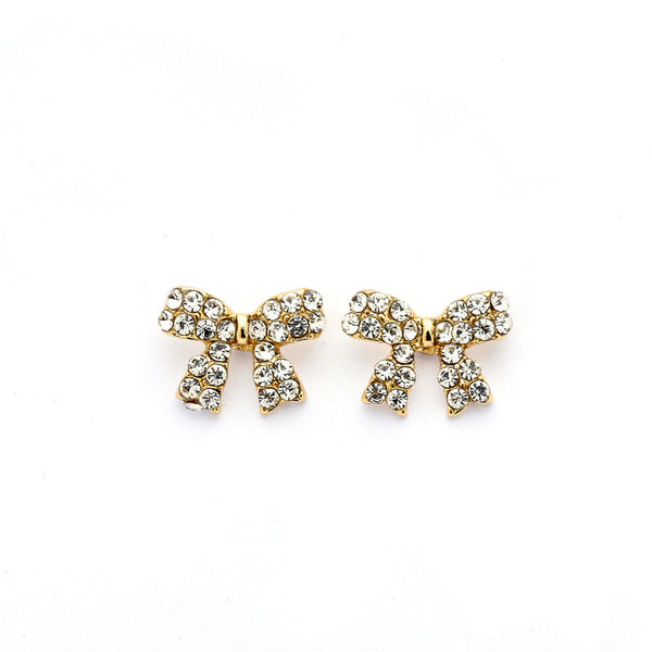 JOY JEWELRY - Gold Cubic Zirconia Earrings RIBBON (GAC061)