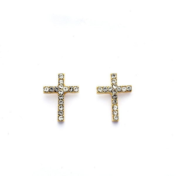 JOY JEWELRY - Gold Cubic Zirconia Earrings CROSS