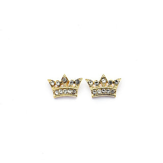 JOY JEWELRY - Gold Cubic Zirconia Earrings CROWN (GAC064)