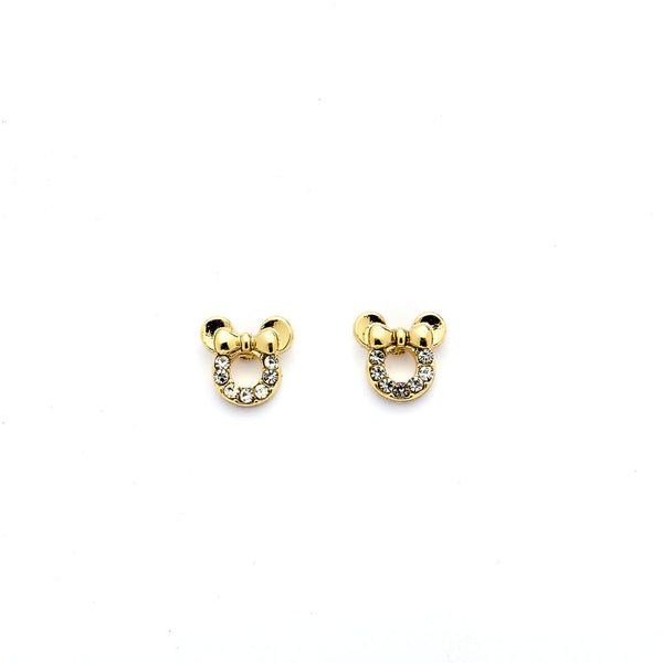 JOY JEWELRY - Gold Cubic Zirconia Earrings MICKY MOUSSE (GAC065)