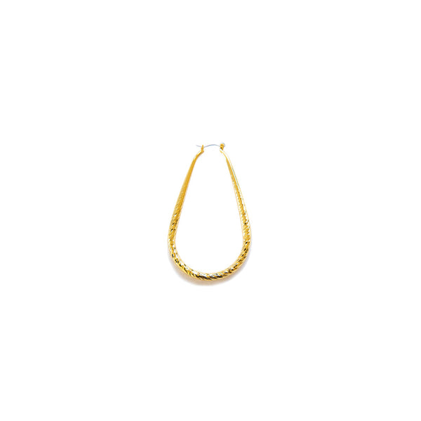 JOY JEWELRY - Gold Oval Diamond Cut Hollow Hoop (GHO02)