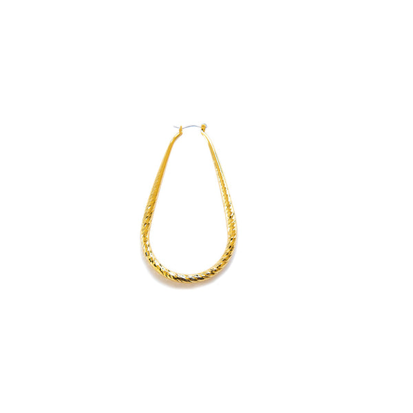 JOY JEWELRY - Gold Oval Diamond Cut Hollow Hoop (GHO03)