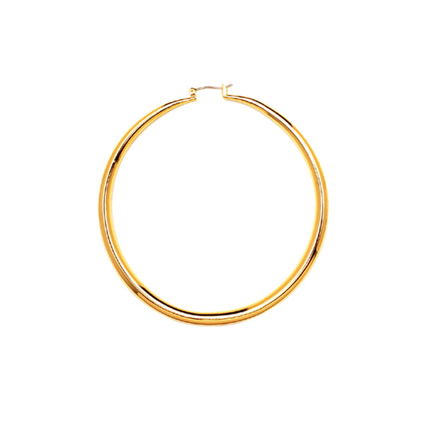 JOY JEWELRY - Gold Plain Cut Hollow Hoop (GHR06)