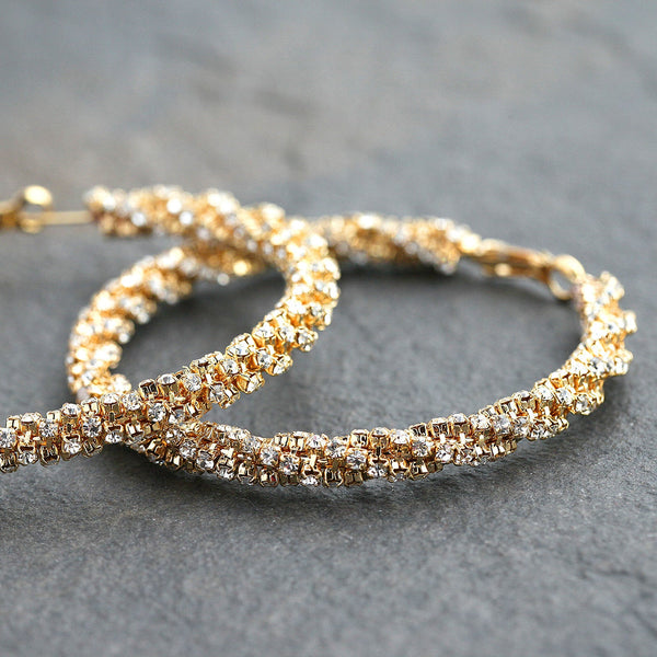 JOY JEWELRY - Gold Large Gem Hoop Earring GJWN03