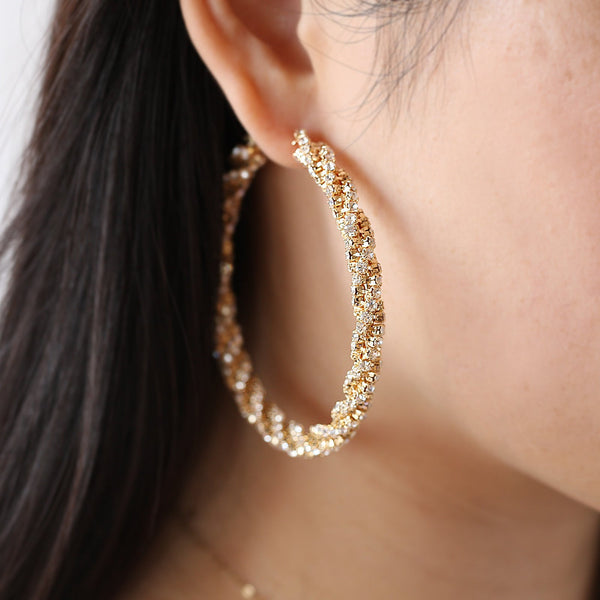 JOY JEWELRY - Gold Large Gem Hoop Earring GJWN03