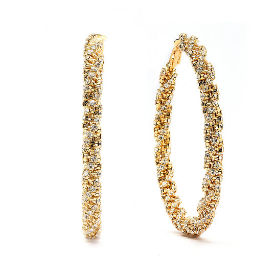 JOY JEWELRY - Gold Large Gem Hoop Earring GJWN03