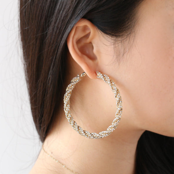 JOY JEWELRY - Gold Large Gem Hoop Earring GJWN03