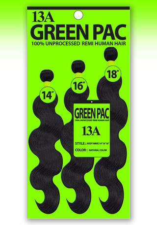 GREEN PAC - 13A 100% UNPROCESSED REMI HUMAN HAIR BODY WAVE