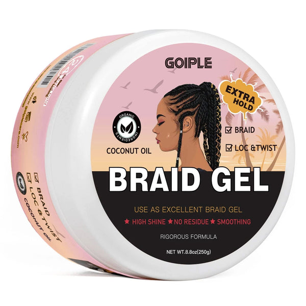 GOIPLE - Strong Hold Braid Gel Good For Twist, Locs, Braids STRAWBERRY
