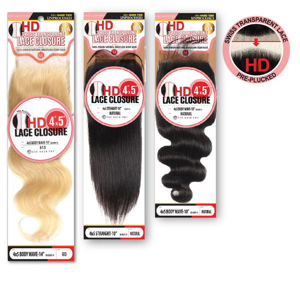 EVE HAIR - HD SWISS LACE CLOSURE 4X5 STRAIGHT