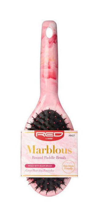 KISS - RED MARBLOUS BOAR ROUND PADDLE BRUSH