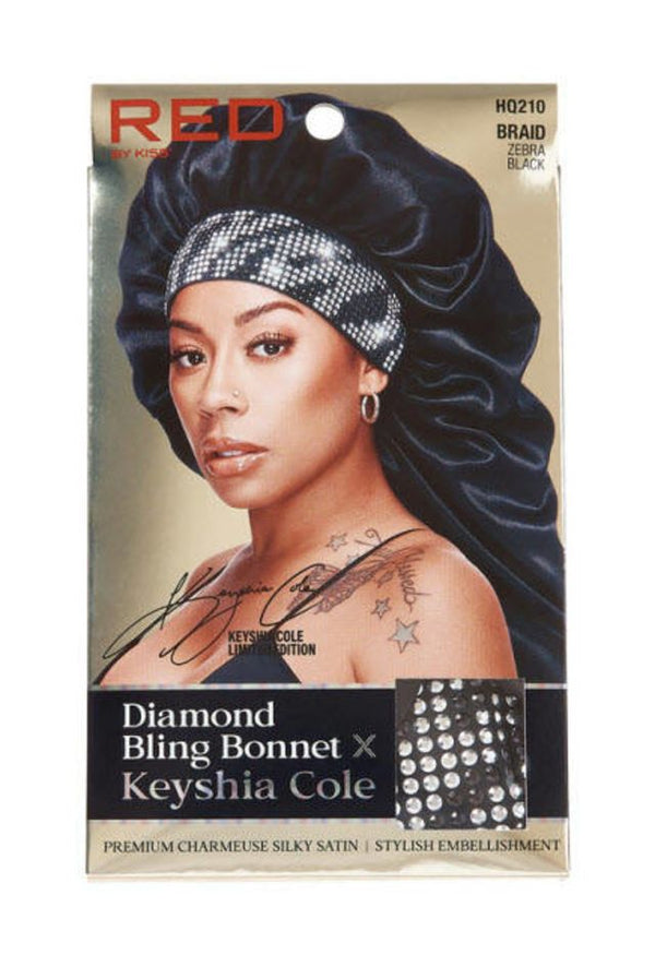 KISS - RED DIAMOND BLING BONNET BRAID BLACK ZEBRA