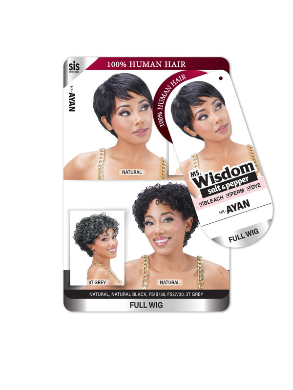 SISTER WIG - Ms. Wisdom 100% Human Salt & Pepper Wig HR-AYAN