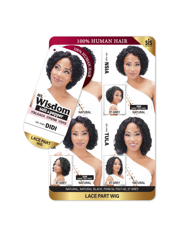 SISTER WIG - Ms. Wisdom 100% Human Salt & Pepper Wig HR-PART DIDI