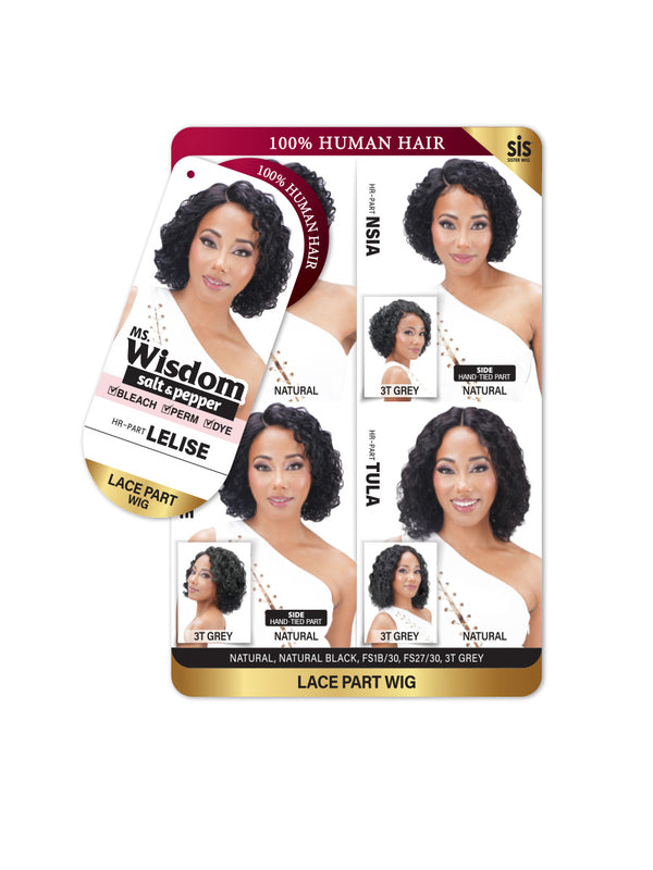 SISTER WIG - Ms. Wisdom 100% Human Salt & Pepper Wig HR-PART LELISE