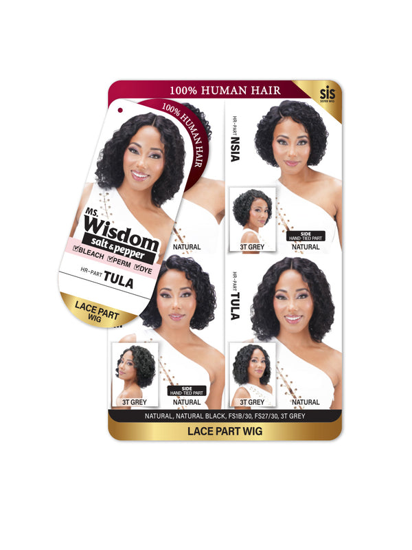 SISTER WIG - Ms. Wisdom 100% Human Salt & Pepper Wig HR-PART TULA