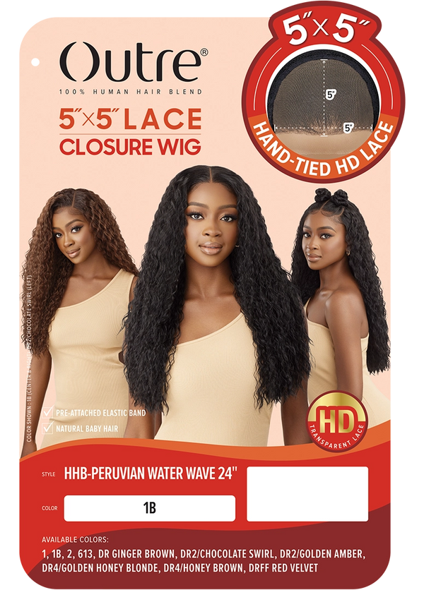 OUTRE - 5X5 LACE CLOSURE WIG - HHB - PERUVIAN WATER WAVE 24