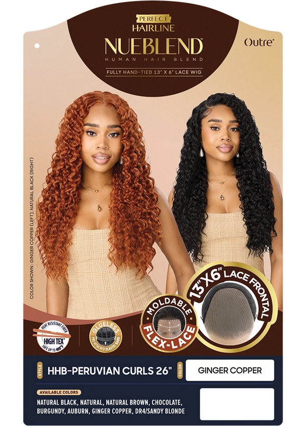 OUTRE - LACE FRONT WIG - PHL 13X6-NUEBLEND- HHB - PERUVIAN CURLS 26"
