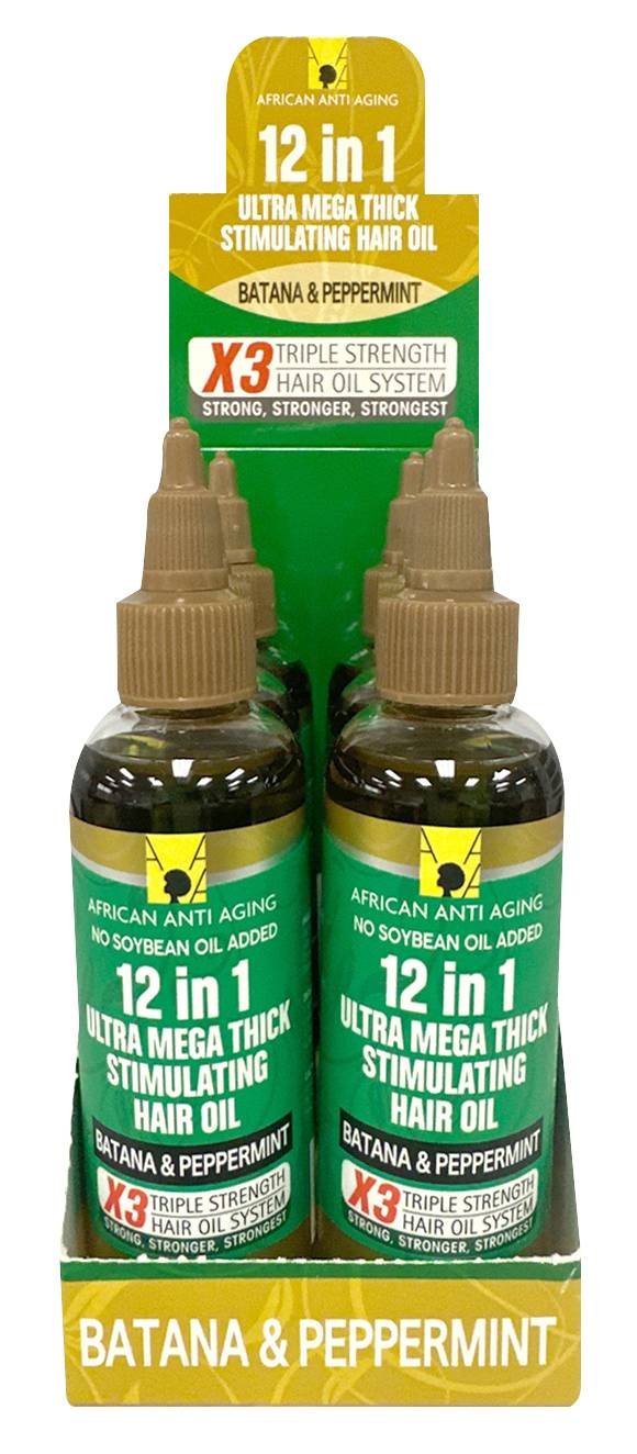 AFRICAN ANTI-AGING - 12-IN-1 ULTRA MEGA THICK STIMULATING HAIR OIL BATANA & PEPPERMINT