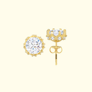 GNS - 925 Gold Small Round Stud Earrings (KESR06G)