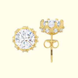 GNS - 925 Gold Large Round Stud Earrings (KESR08G)