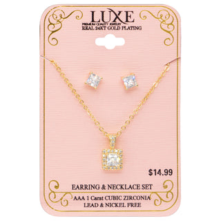 C&L - LUXE Real 24KT Gold Plated Earring & Necklace Set (LXSG)