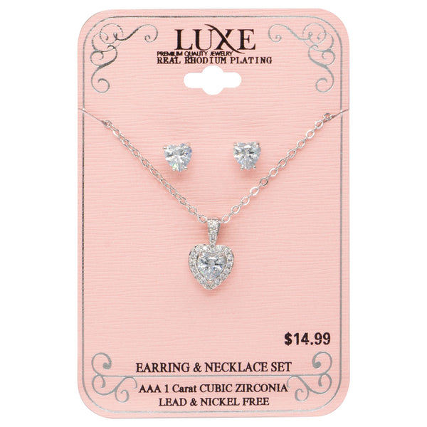 C&L - LUXE Real 24KT Silver Plated Earring & Necklace Set (LXSS)