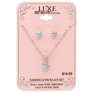 C&L - LUXE Real 24KT Silver Plated Earring & Necklace Set (LXSS)