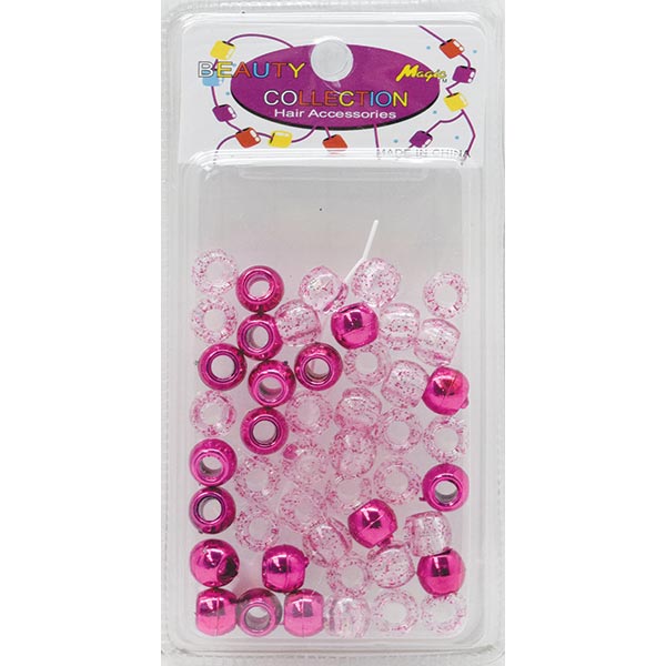BEAUTY COLLECTION - Small Round Hair Bead Metallic PINK
