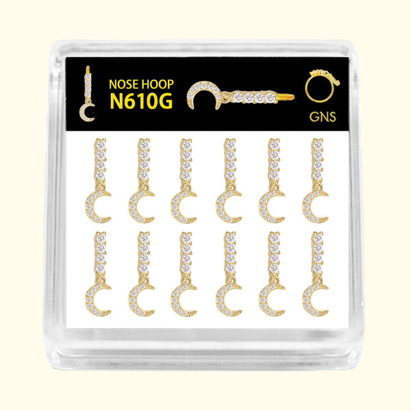 GNS - GOLD MOON NOSE RING BALL 1PC (N610G)