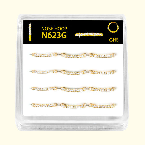 GNS - GOLD RHINESTONE NOSE RING 1PC (N623G)