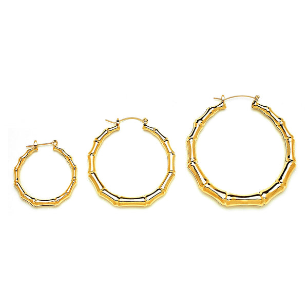 JOY JEWELRY - Gold Round Bamboo Earrings (NRM)