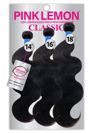 PINK LEMON - CLASSIC 15A 100% UNPROCESSED VIRGIN REMI HUMAN HAIR BODY WAVE