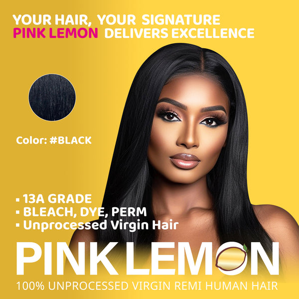 PINK LEMON - 15A 100% VIRGIN REMI HUMAN HAIR YAKI STRAIGHT