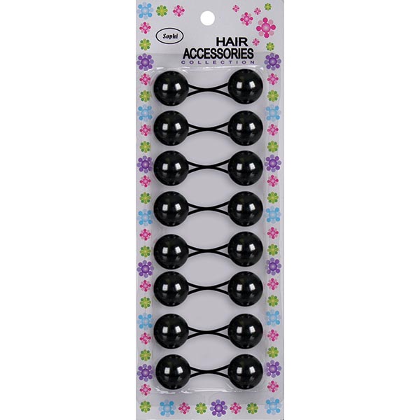 BLOSSOM - Round Hair Knockers 8PCs BLACK #PPP06-03