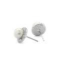 JOY JEWELRY - Silver Cubic Zirconia Earrings CIRCLE PEARL (SAC005)