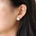 JOY JEWELRY - Silver Cubic Zirconia Earrings CIRCLE PEARL (SAC005)