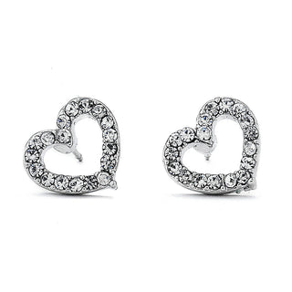 JOY JEWELRY - Silver Cubic Zirconia Earrings HEART (SAC011)